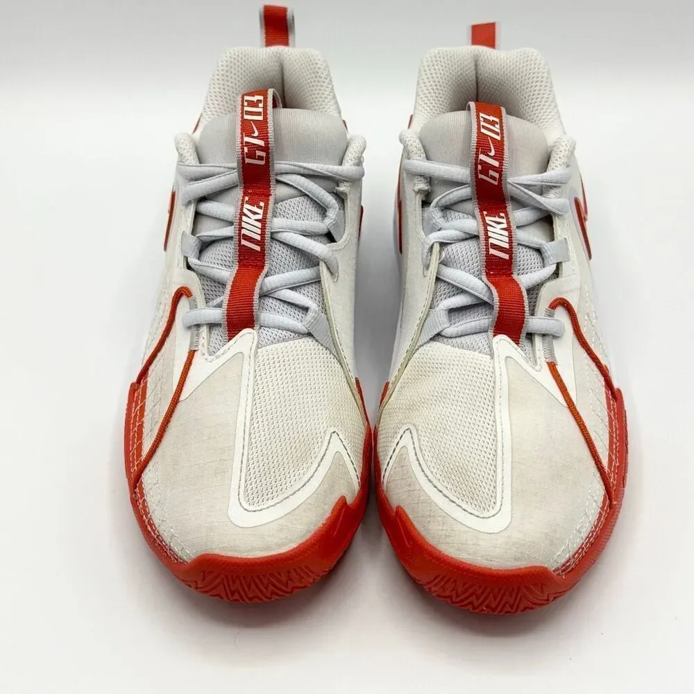 Nike Air Zoom GT Cut 3 in White Picante Red Lace Up Low Sneakers - Grade School